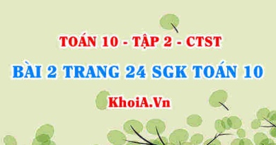 Bài 2 trang 24 SGK Toán 10 tập 2 Chân trời sáng tạo